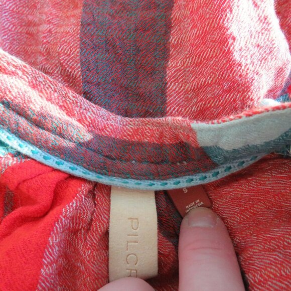 ANTHROPOLOGIE PILCRO Breezy Button Down Buffalo Plaid Seersucker Shirt Blouse - Picture 12 of 12